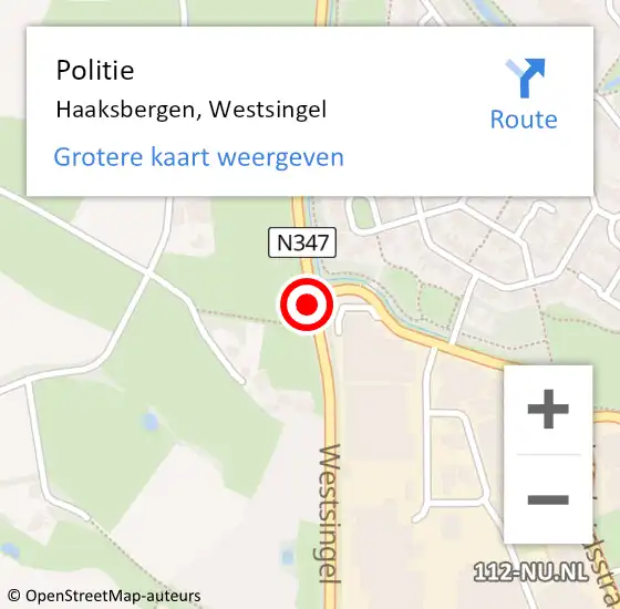 Locatie op kaart van de 112 melding: Politie Haaksbergen, Westsingel op 6 januari 2021 15:42