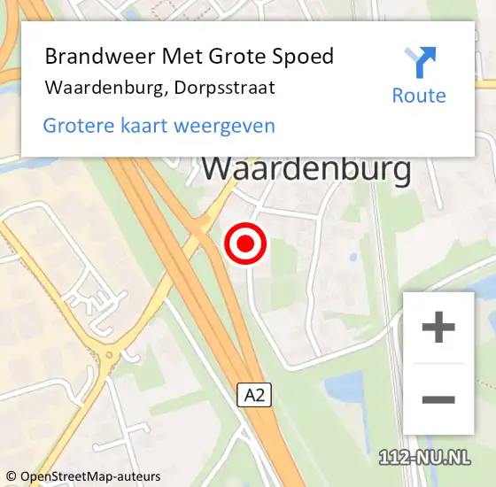 Locatie op kaart van de 112 melding: Brandweer Met Grote Spoed Naar Waardenburg, Dorpsstraat op 6 januari 2021 15:58