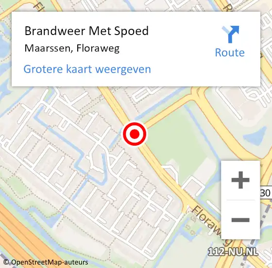 Locatie op kaart van de 112 melding: Brandweer Met Spoed Naar Maarssen, Floraweg op 6 januari 2021 16:09