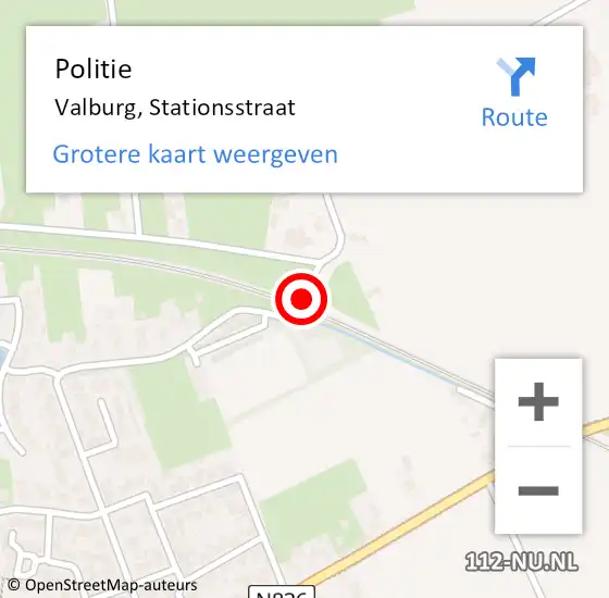 Locatie op kaart van de 112 melding: Politie Valburg, Stationsstraat op 6 januari 2021 16:13