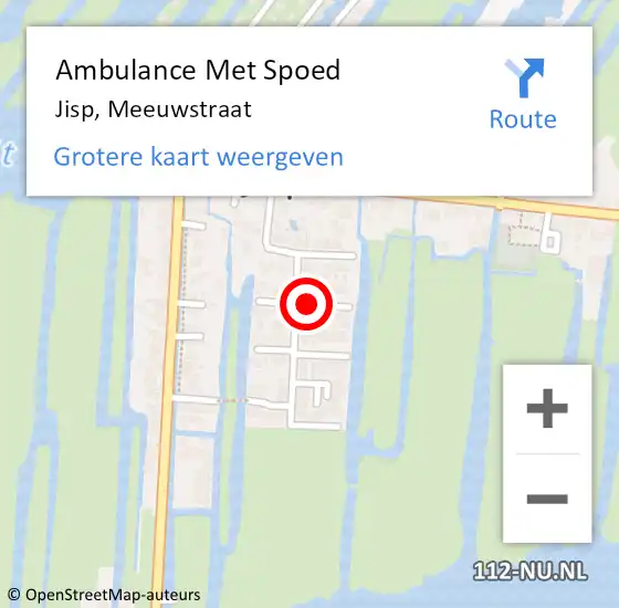 Locatie op kaart van de 112 melding: Ambulance Met Spoed Naar Jisp, Meeuwstraat op 6 januari 2021 16:18