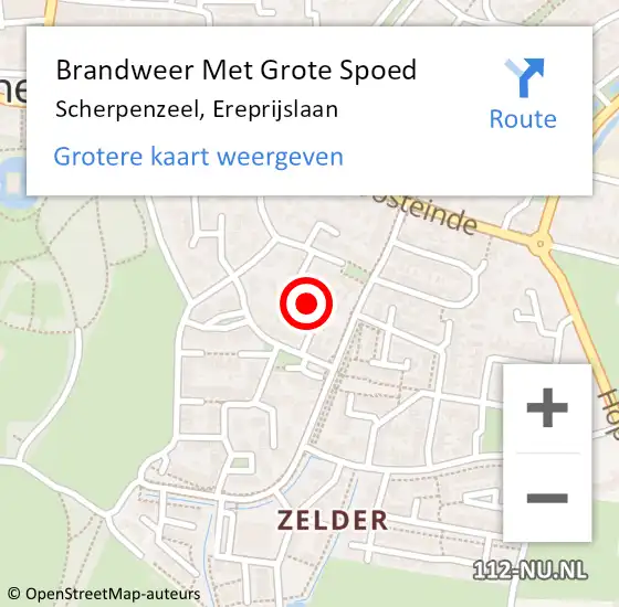 Locatie op kaart van de 112 melding: Brandweer Met Grote Spoed Naar Scherpenzeel, Ereprijslaan op 6 januari 2021 16:31