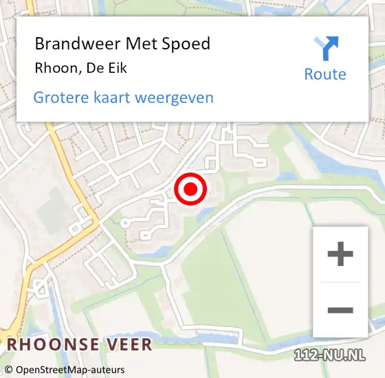 Locatie op kaart van de 112 melding: Brandweer Met Spoed Naar Rhoon, De Eik op 6 januari 2021 16:56