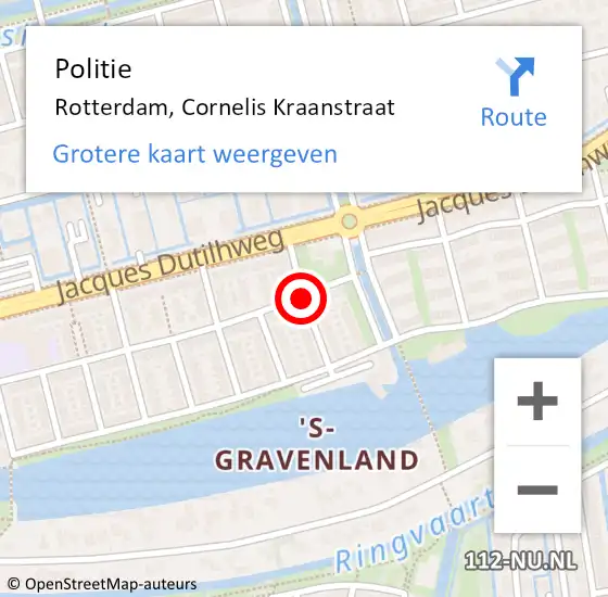 Locatie op kaart van de 112 melding: Politie Rotterdam, Cornelis Kraanstraat op 6 januari 2021 16:56