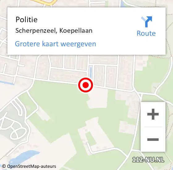 Locatie op kaart van de 112 melding: Politie Scherpenzeel, Koepellaan op 6 januari 2021 17:08