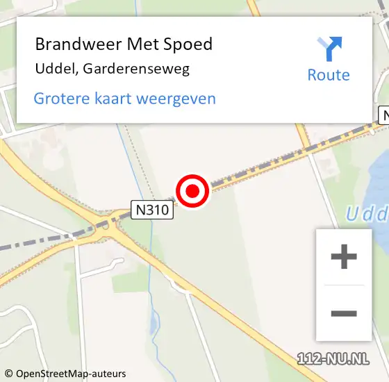 Locatie op kaart van de 112 melding: Brandweer Met Spoed Naar Uddel, Garderenseweg op 6 januari 2021 17:12