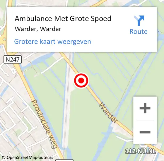 Locatie op kaart van de 112 melding: Ambulance Met Grote Spoed Naar Warder, Warder op 6 januari 2021 17:27