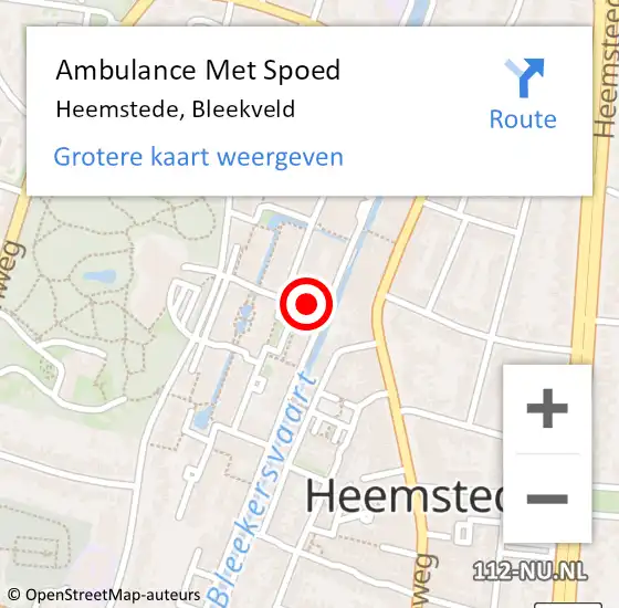 Locatie op kaart van de 112 melding: Ambulance Met Spoed Naar Heemstede, Bleekveld op 6 januari 2021 17:35