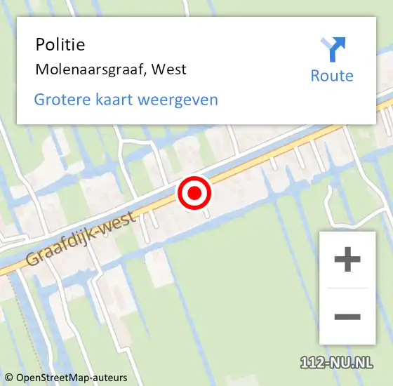 Locatie op kaart van de 112 melding: Politie Molenaarsgraaf, West op 6 januari 2021 17:40