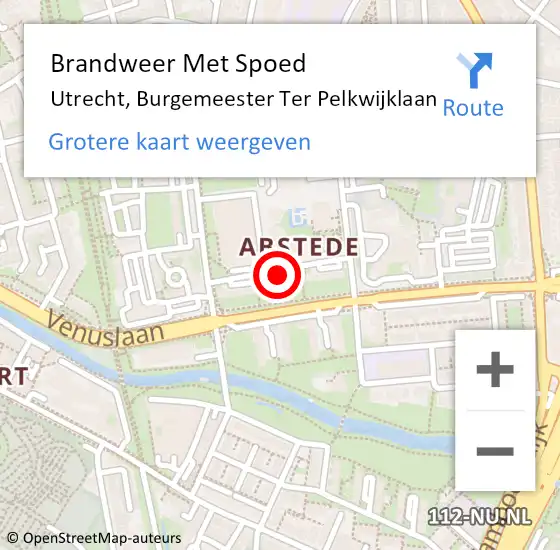 Locatie op kaart van de 112 melding: Brandweer Met Spoed Naar Utrecht, Burgemeester Ter Pelkwijklaan op 6 januari 2021 20:02