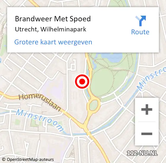 Locatie op kaart van de 112 melding: Brandweer Met Spoed Naar Utrecht, Wilhelminapark op 6 januari 2021 20:37