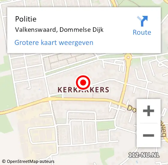 Locatie op kaart van de 112 melding: Politie Valkenswaard, Dommelse Dijk op 6 januari 2021 21:01