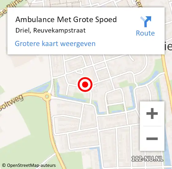 Locatie op kaart van de 112 melding: Ambulance Met Grote Spoed Naar Driel, Reuvekampstraat op 6 januari 2021 21:10