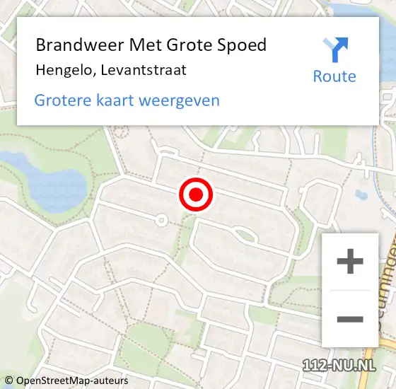 Locatie op kaart van de 112 melding: Brandweer Met Grote Spoed Naar Hengelo, Levantstraat op 6 januari 2021 21:36