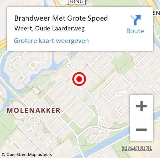 Locatie op kaart van de 112 melding: Brandweer Met Grote Spoed Naar Weert, Oude Laarderweg op 6 januari 2021 21:45