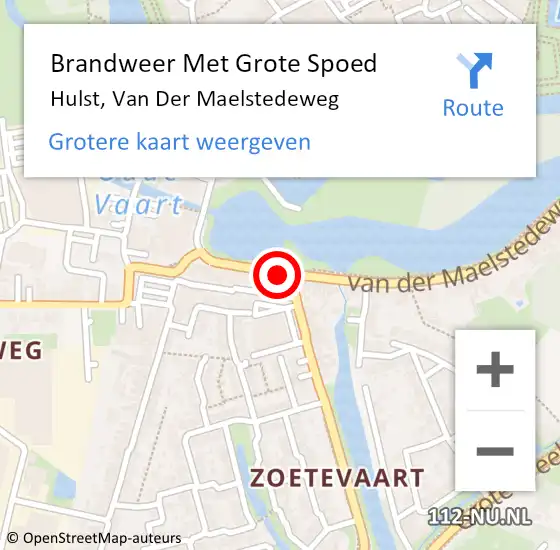 Locatie op kaart van de 112 melding: Brandweer Met Grote Spoed Naar Hulst, Van Der Maelstedeweg op 7 januari 2021 07:14