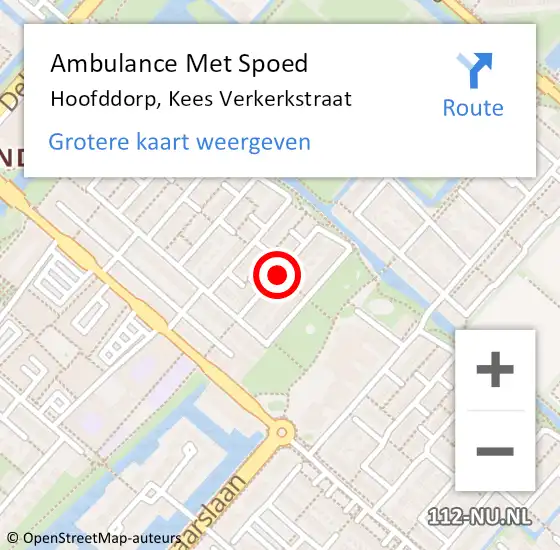 Locatie op kaart van de 112 melding: Ambulance Met Spoed Naar Hoofddorp, Kees Verkerkstraat op 7 januari 2021 07:21