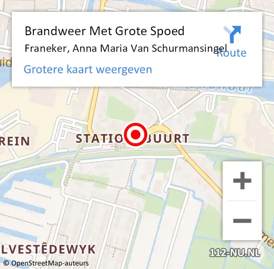 Locatie op kaart van de 112 melding: Brandweer Met Grote Spoed Naar Franeker, Anna Maria Van Schurmansingel op 7 januari 2021 07:40