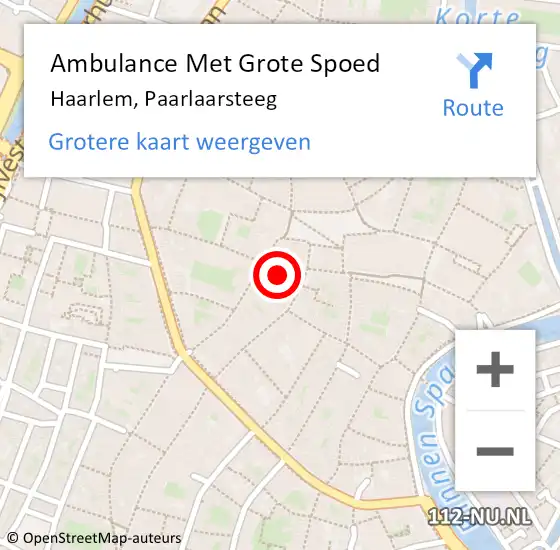 Locatie op kaart van de 112 melding: Ambulance Met Grote Spoed Naar Haarlem, Paarlaarsteeg op 7 januari 2021 10:58