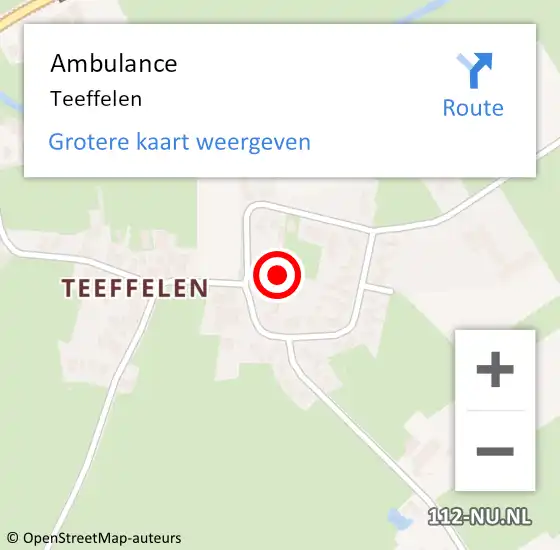 Locatie op kaart van de 112 melding: Ambulance Teeffelen op 7 januari 2021 11:25
