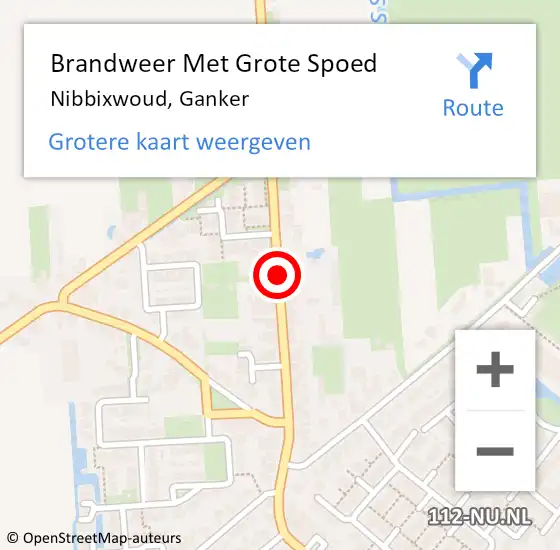 Locatie op kaart van de 112 melding: Brandweer Met Grote Spoed Naar Nibbixwoud, Ganker op 7 januari 2021 11:59