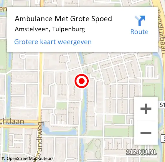 Locatie op kaart van de 112 melding: Ambulance Met Grote Spoed Naar Amstelveen, Tulpenburg op 7 januari 2021 12:23