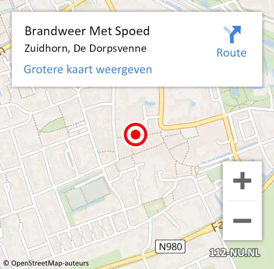 Locatie op kaart van de 112 melding: Brandweer Met Spoed Naar Zuidhorn, De Dorpsvenne op 7 januari 2021 13:02