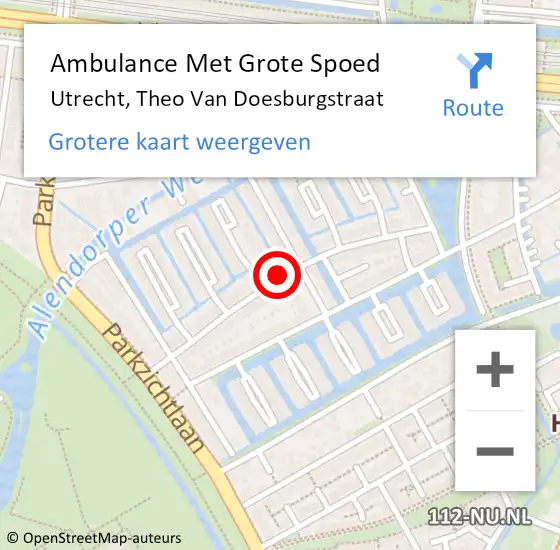 Locatie op kaart van de 112 melding: Ambulance Met Grote Spoed Naar Utrecht, Theo Van Doesburgstraat op 7 januari 2021 13:12