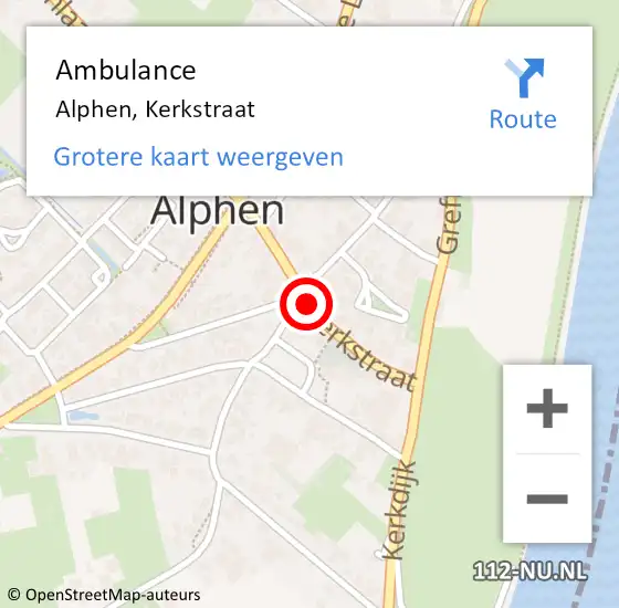 Locatie op kaart van de 112 melding: Ambulance Alphen, Kerkstraat op 7 januari 2021 13:49