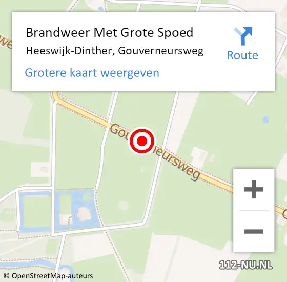 Locatie op kaart van de 112 melding: Brandweer Met Grote Spoed Naar Heeswijk-Dinther, Gouverneursweg op 7 januari 2021 15:11