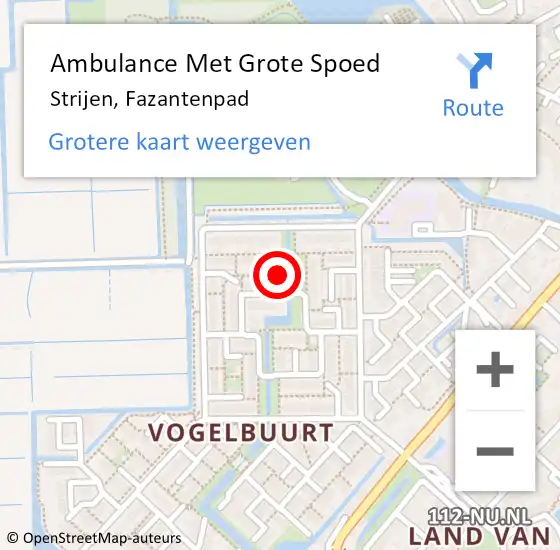 Locatie op kaart van de 112 melding: Ambulance Met Grote Spoed Naar Strijen, Fazantenpad op 7 januari 2021 16:57