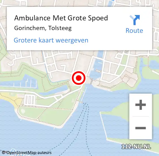 Locatie op kaart van de 112 melding: Ambulance Met Grote Spoed Naar Gorinchem, Tolsteeg op 7 januari 2021 17:05