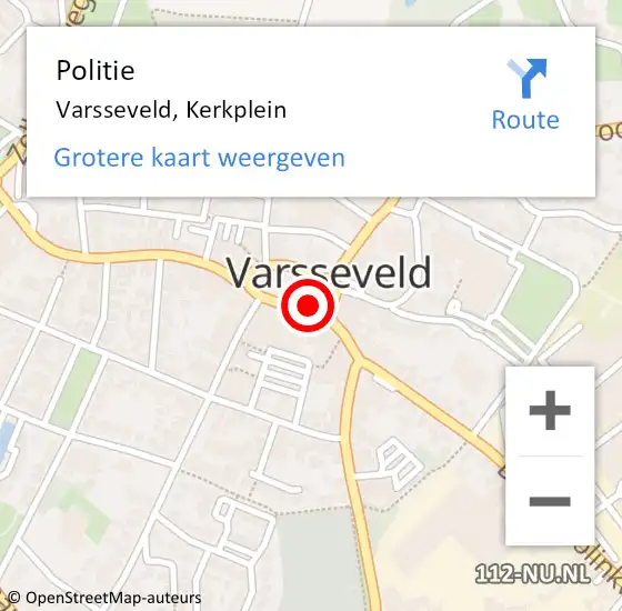 Locatie op kaart van de 112 melding: Politie Varsseveld, Kerkplein op 7 januari 2021 17:21