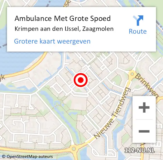 Locatie op kaart van de 112 melding: Ambulance Met Grote Spoed Naar Krimpen aan den IJssel, Zaagmolen op 7 januari 2021 17:50