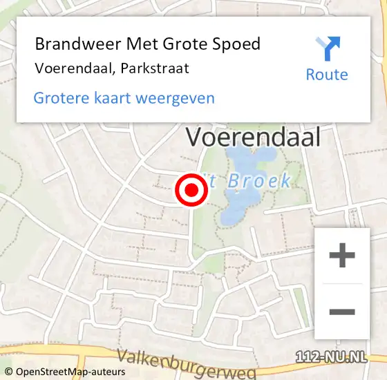 Locatie op kaart van de 112 melding: Brandweer Met Grote Spoed Naar Voerendaal, Parkstraat op 7 januari 2021 19:22