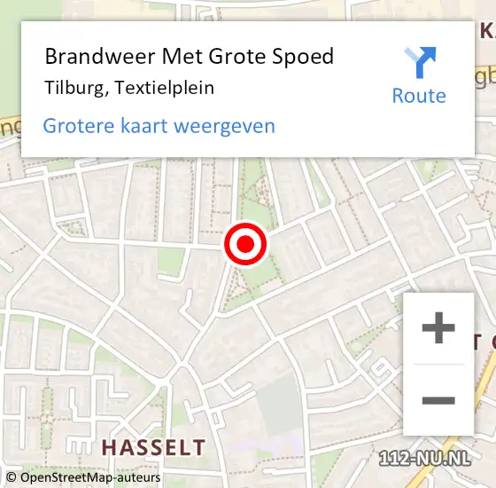 Locatie op kaart van de 112 melding: Brandweer Met Grote Spoed Naar Tilburg, Textielplein op 7 januari 2021 19:42