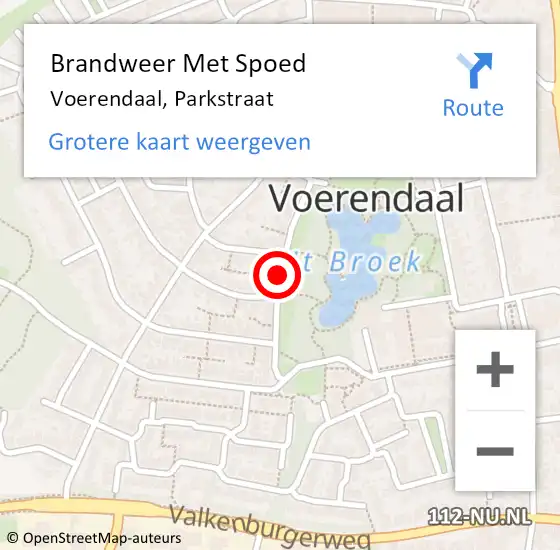 Locatie op kaart van de 112 melding: Brandweer Met Spoed Naar Voerendaal, Parkstraat op 7 januari 2021 20:11