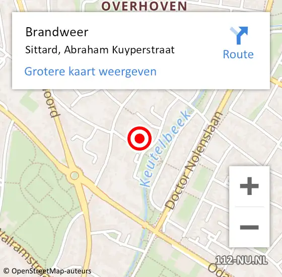 Locatie op kaart van de 112 melding: Brandweer Sittard, Abraham Kuyperstraat op 30 mei 2014 03:11