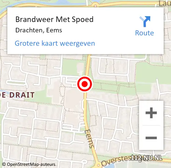 Locatie op kaart van de 112 melding: Brandweer Met Spoed Naar Drachten, Eems op 7 januari 2021 20:33