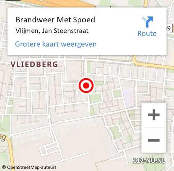Locatie op kaart van de 112 melding: Brandweer Met Spoed Naar Vlijmen, Jan Steenstraat op 7 januari 2021 21:07