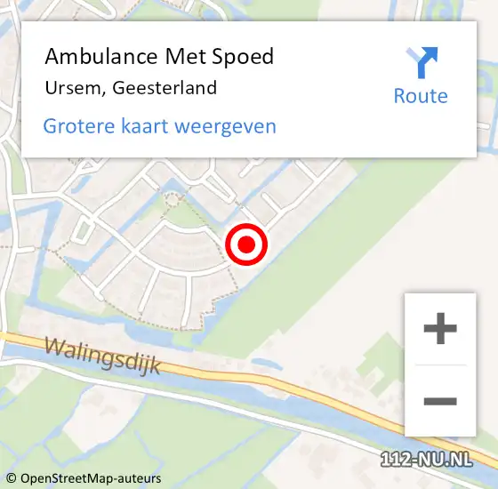 Locatie op kaart van de 112 melding: Ambulance Met Spoed Naar Ursem, Geesterland op 7 januari 2021 23:34