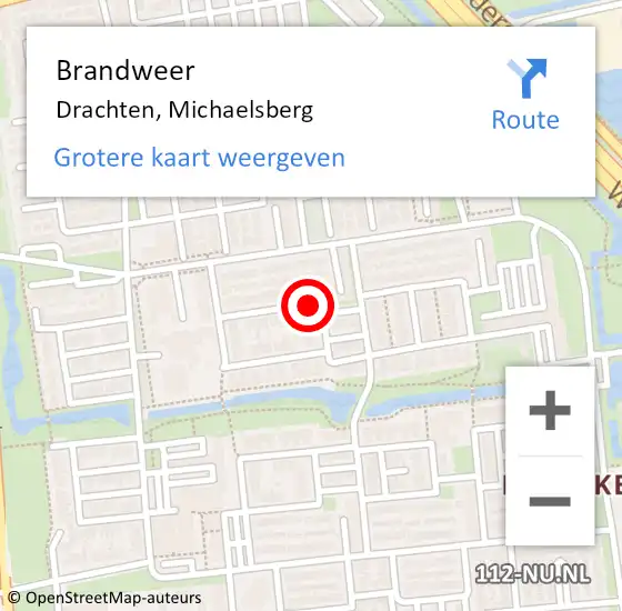 Locatie op kaart van de 112 melding: Brandweer Drachten, Michaelsberg op 7 januari 2021 23:41