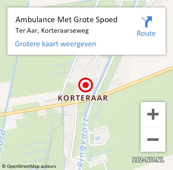 Locatie op kaart van de 112 melding: Ambulance Met Grote Spoed Naar Ter Aar, Korteraarseweg op 30 mei 2014 03:42