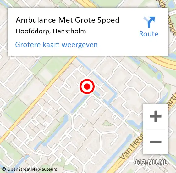 Locatie op kaart van de 112 melding: Ambulance Met Grote Spoed Naar Hoofddorp, Hanstholm op 8 januari 2021 01:09