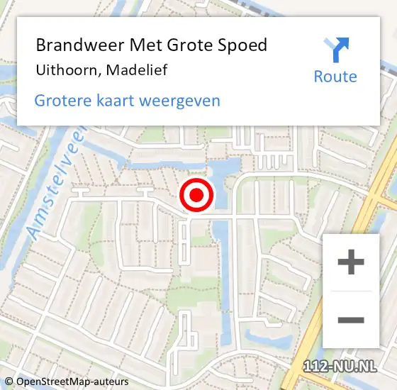 Locatie op kaart van de 112 melding: Brandweer Met Grote Spoed Naar Uithoorn, Madelief op 8 januari 2021 01:26