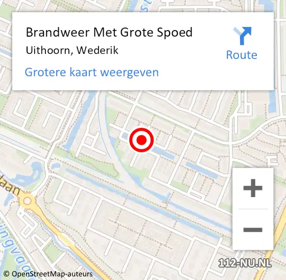 Locatie op kaart van de 112 melding: Brandweer Met Grote Spoed Naar Uithoorn, Wederik op 8 januari 2021 03:09