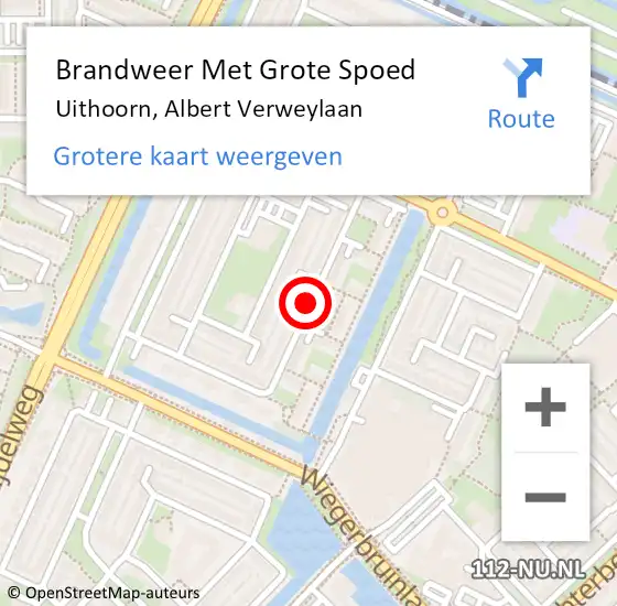 Locatie op kaart van de 112 melding: Brandweer Met Grote Spoed Naar Uithoorn, Albert Verweylaan op 8 januari 2021 03:15