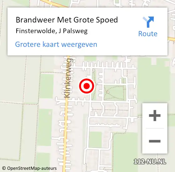 Locatie op kaart van de 112 melding: Brandweer Met Grote Spoed Naar Finsterwolde, J Palsweg op 30 mei 2014 04:21