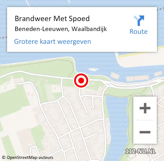 Locatie op kaart van de 112 melding: Brandweer Met Spoed Naar Beneden-Leeuwen, Waalbandijk op 8 januari 2021 07:58