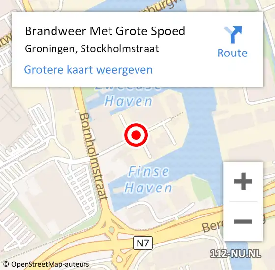 Locatie op kaart van de 112 melding: Brandweer Met Grote Spoed Naar Groningen, Stockholmstraat op 8 januari 2021 08:21